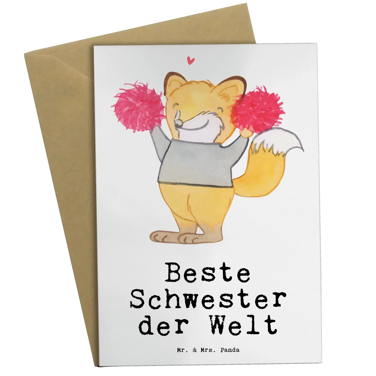 Grußkarte „Fuchs – Beste Schwester der Welt“ – Klappkarte, Weiß