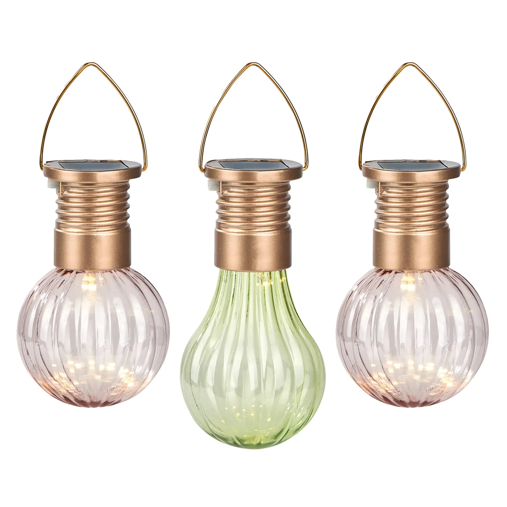 MOSES „Blatt & Blüte“ Solar-Lichter, 3er-Set Gartendeko, warmweiß, IP44