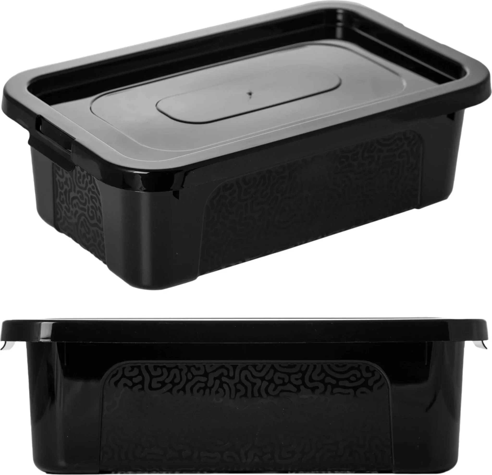 Aufbewahrungsbox Mit Deckel Kunststoffbehälter Container 33x20x10 cm 4,5 L Schwarz