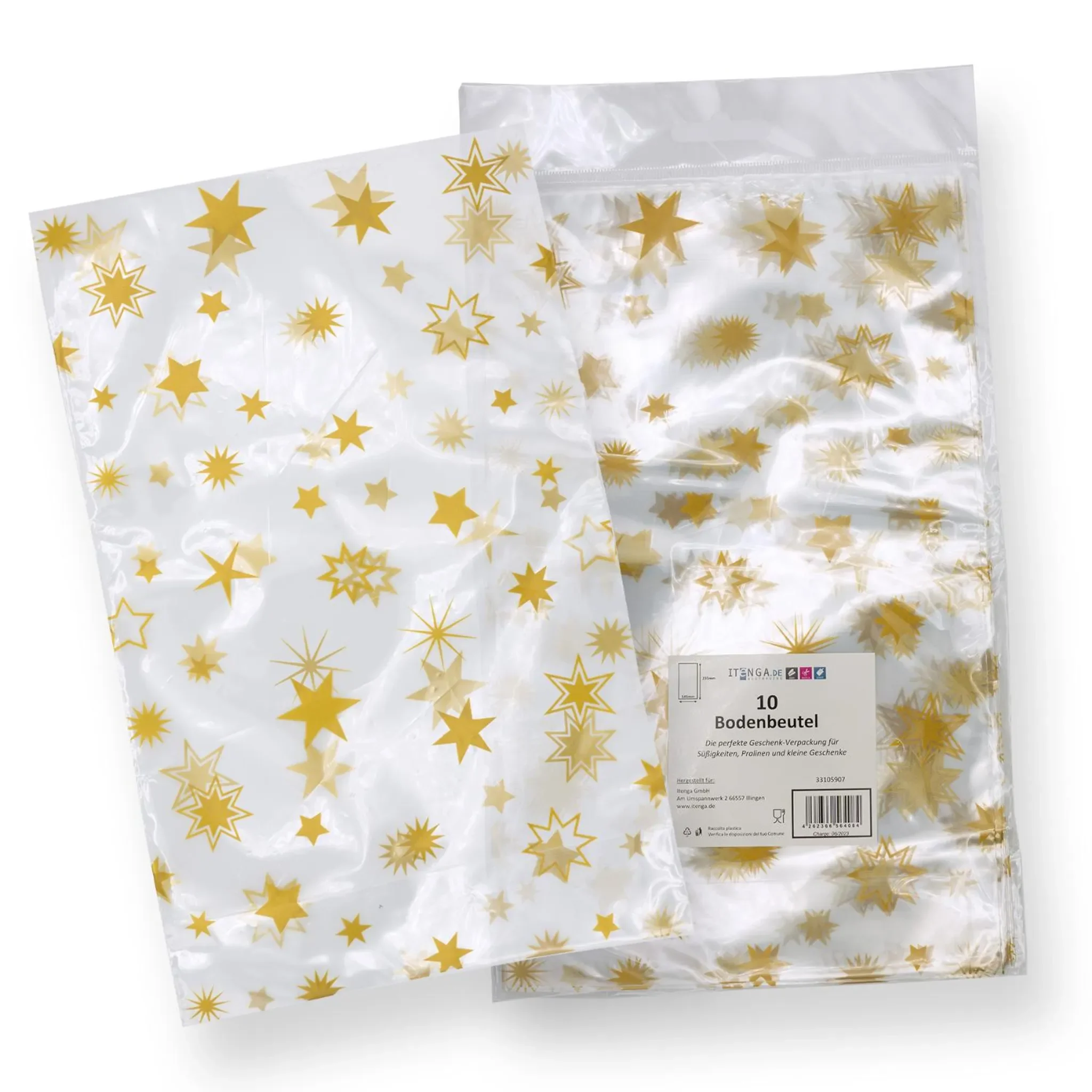 Bodenbeutel 145×235 mm – 10er-Set, Motiv „Sterne“