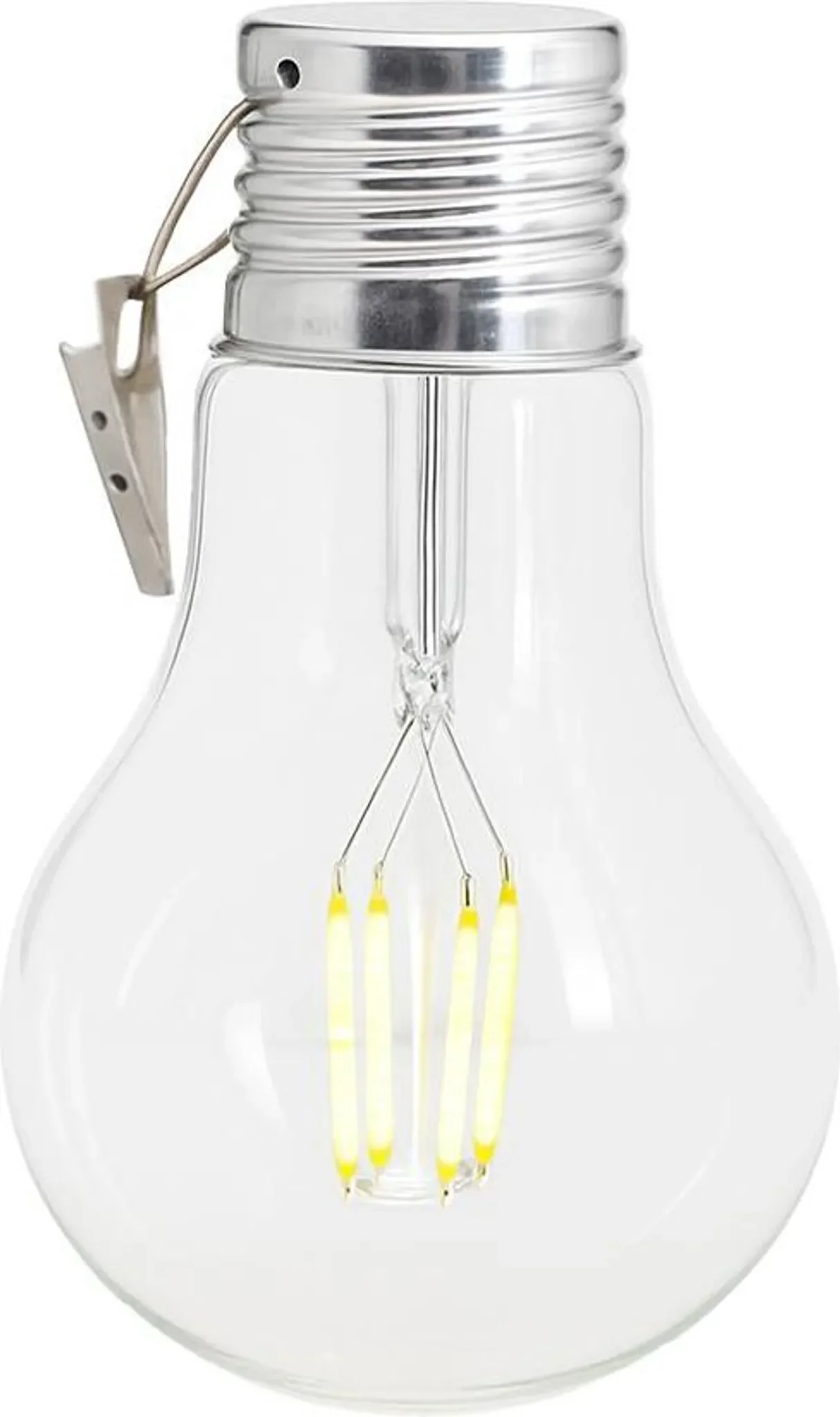 LED-Solar-XL Glühbirne „Fille“ outdoor, 18 × 10 cm, warmweißes Filament, Dämmerungssensor