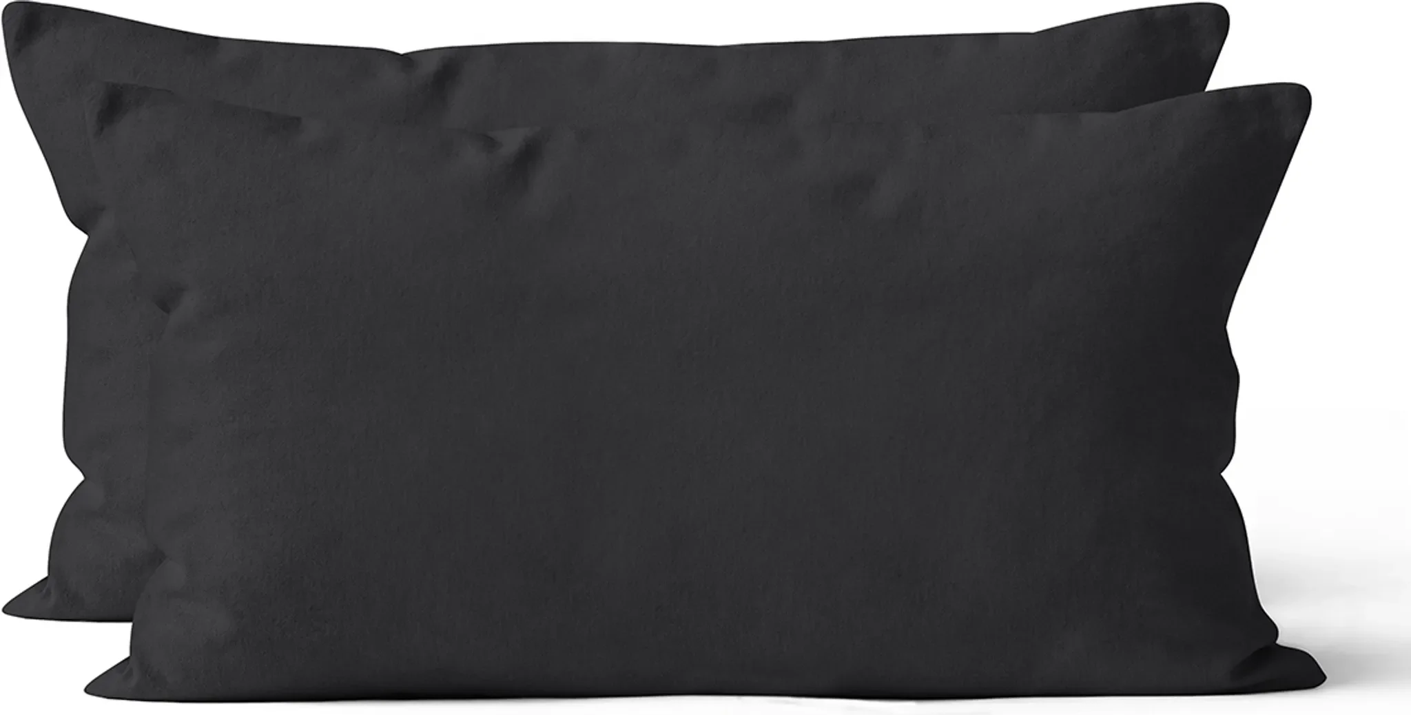 Microfaser-Kissenbezüge 40×80 cm – 2er-Set, Uni Schwarz