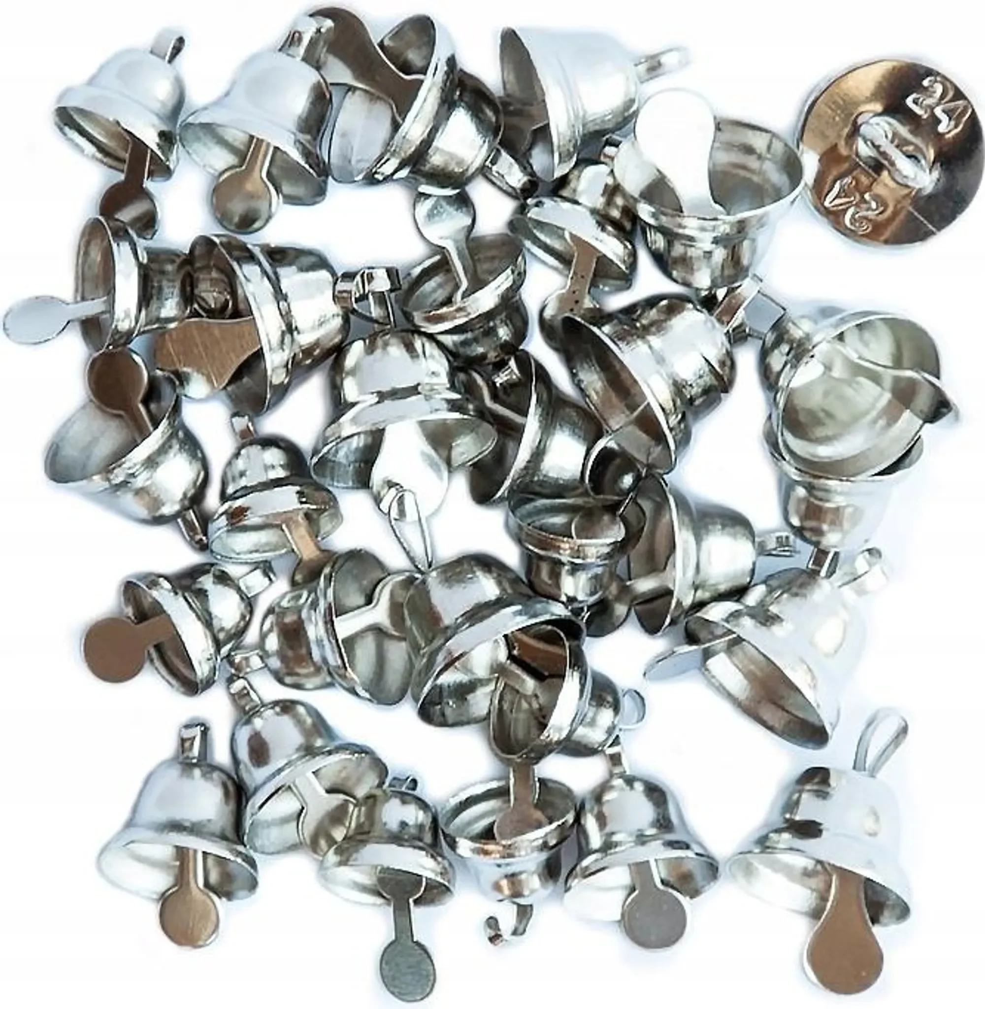 Deko-Glocken aus Metall, silber – 30 Stück