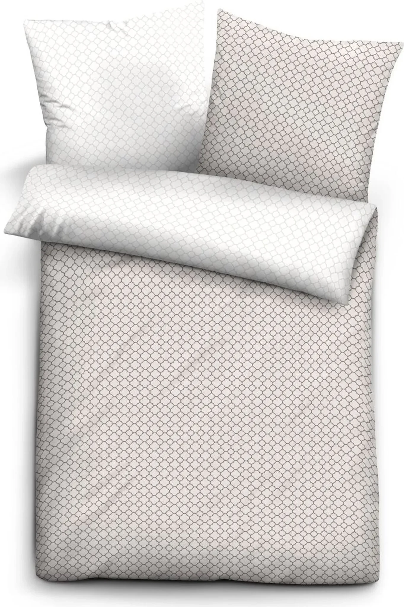 biberna Mako-Satin Kissenbezug 40×40 cm – Grafik Mix & Match, Taupe