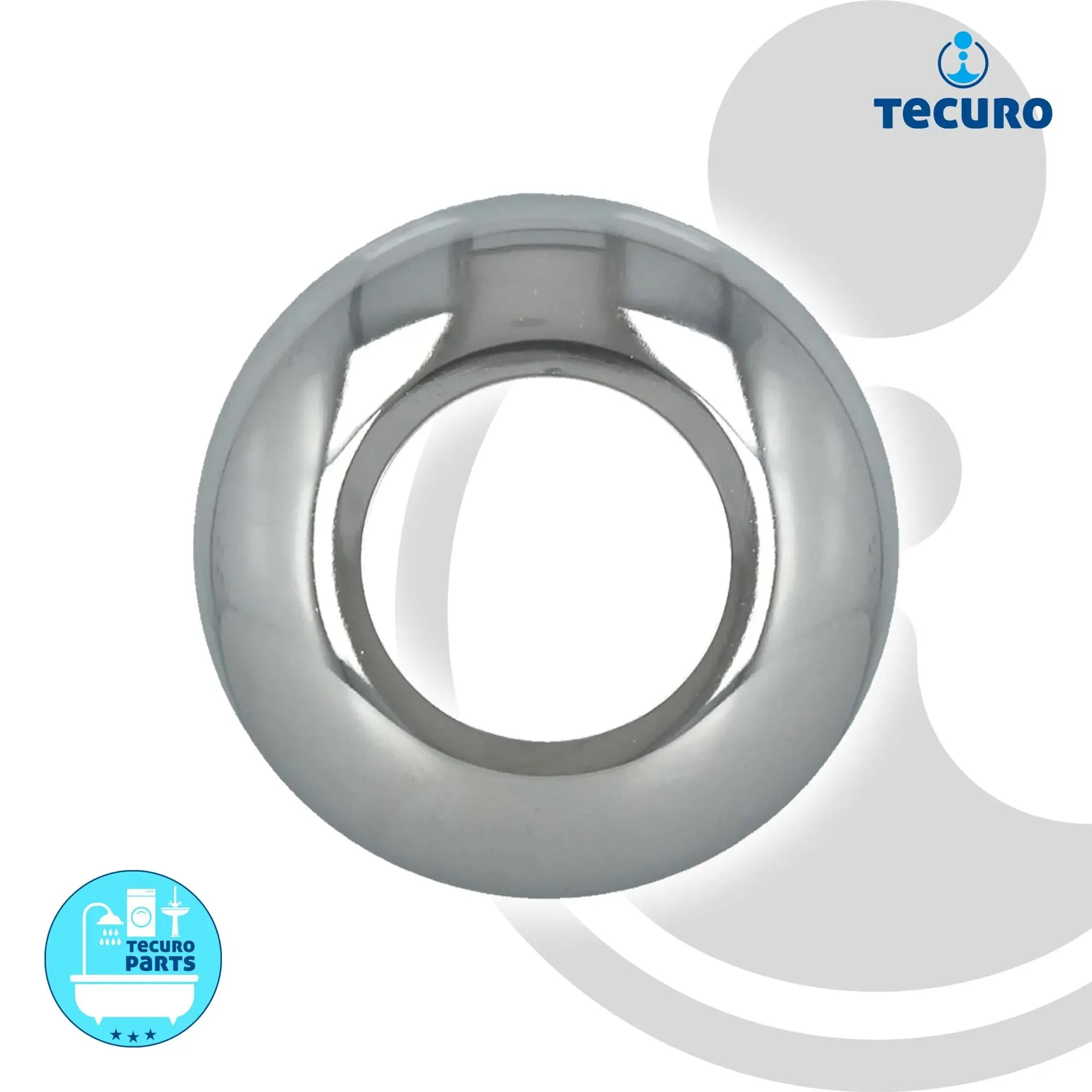 DESIGN-Hahnrosette 1″ – Ø 34 mm × Ø 67 mm × 10 mm – Messing verchromt