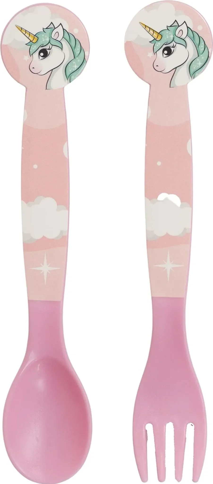 Kinderbesteck „Einhorn“ – 2-tlg., Gabel & Löffel, Rosa