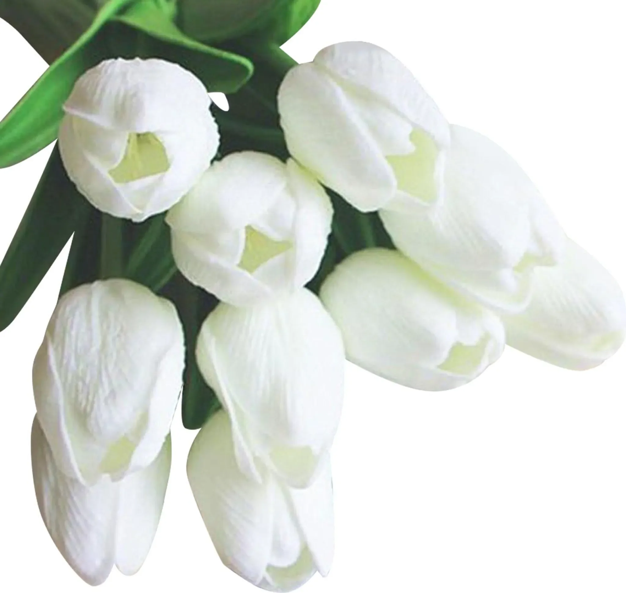 STILVORA Kunstblumen – 10er-Set Tulpen, Weiß (ohne Vase)
