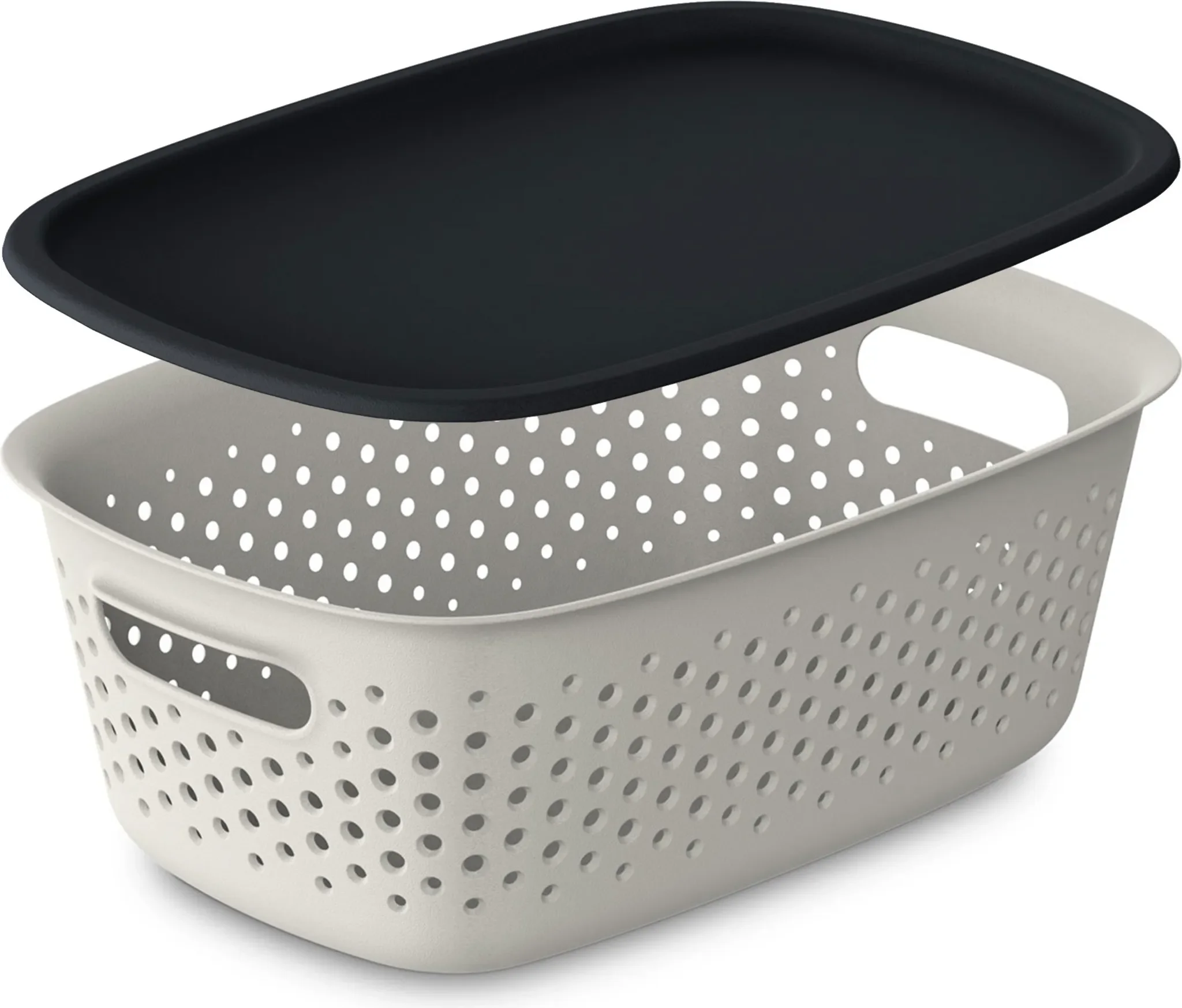 Aufbewahrungsbox Mit Deckel Durchbrochen Kunststoffbehälter – 28×19×10,5 cm, 3,5 L, Beige