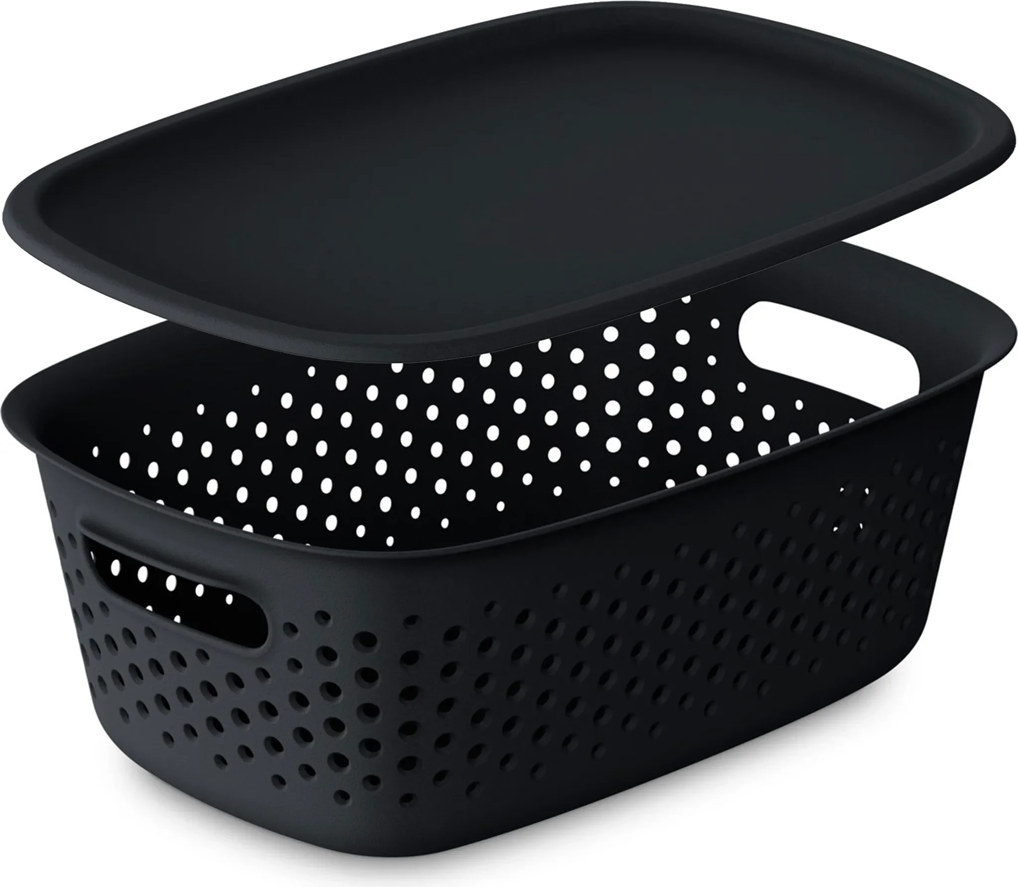 Aufbewahrungsbox Mit Deckel Durchbrochen Kunststoffbehälter – 28×19×10,5 cm, 3,5 L, Anthrazit