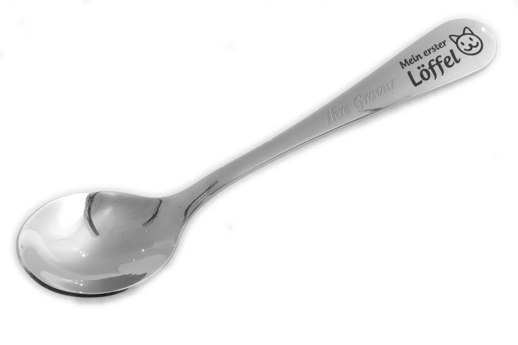 Kinderlöffel „Mein erster Löffel“ – Motiv Katze, Edelstahl 18/10