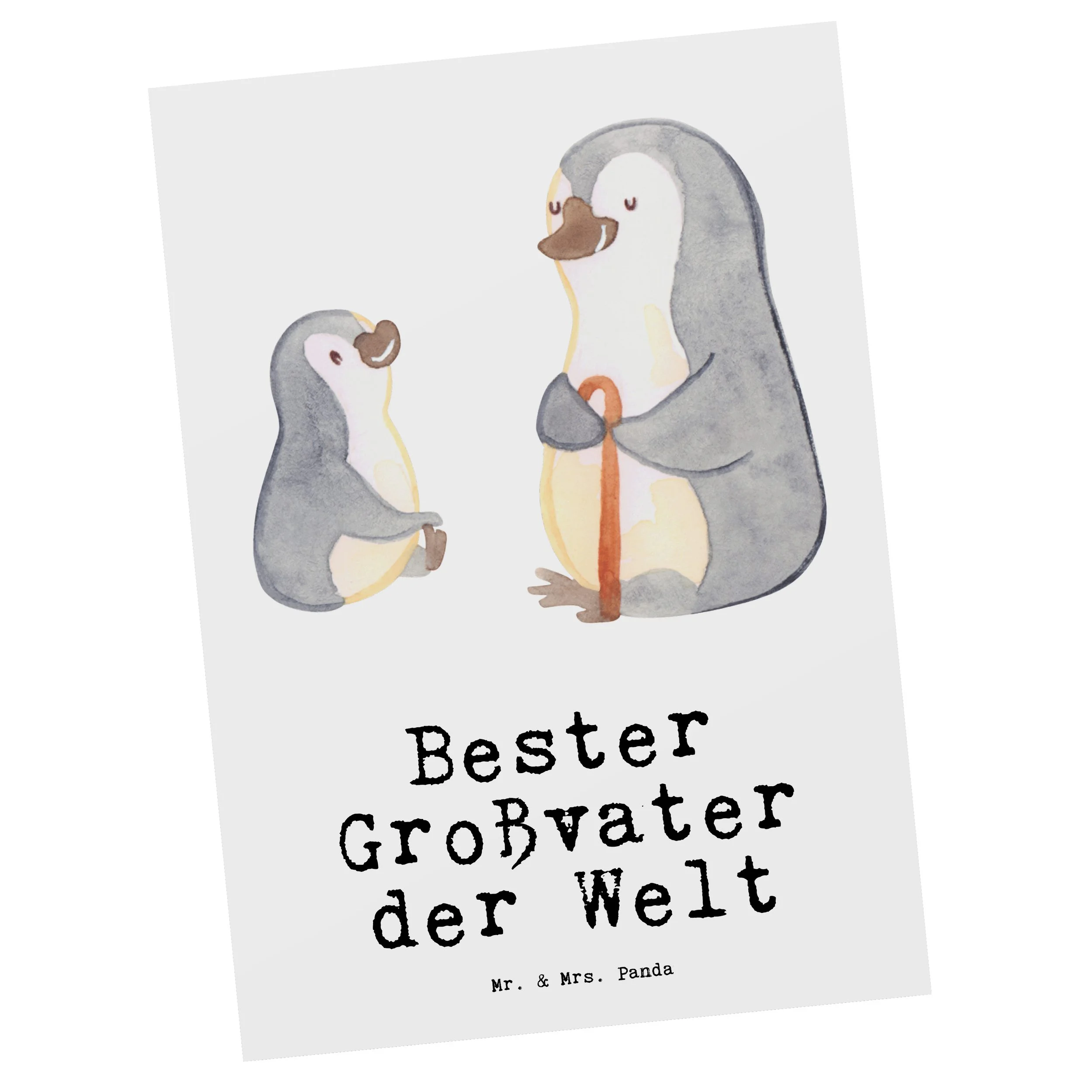 Postkarte „Pinguin – Bester Großvater der Welt“ – DIN A6, weiß