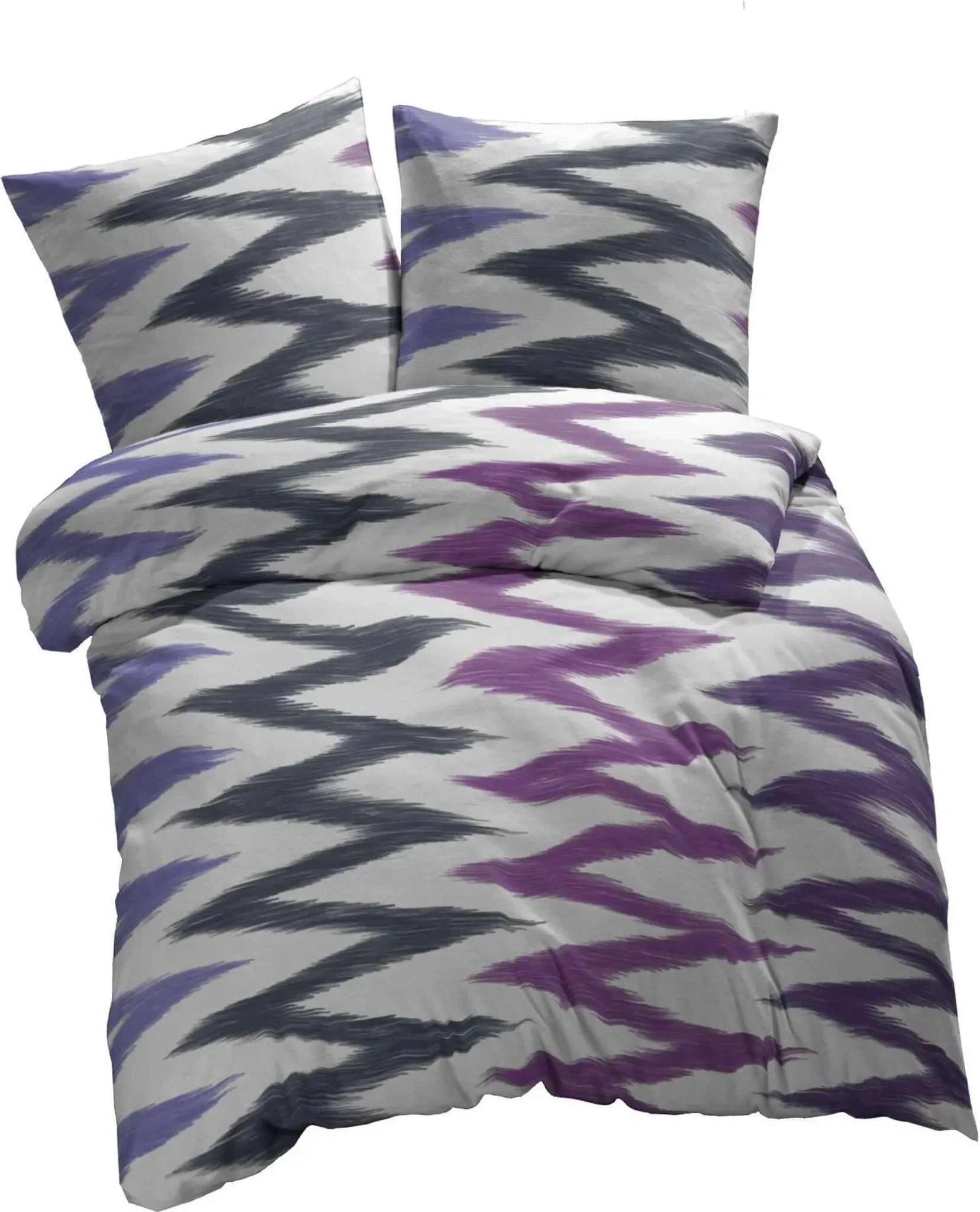 Microfaser-Kissenbezug 40×80 cm – Design „Zick Zack Pflaume/Violet“