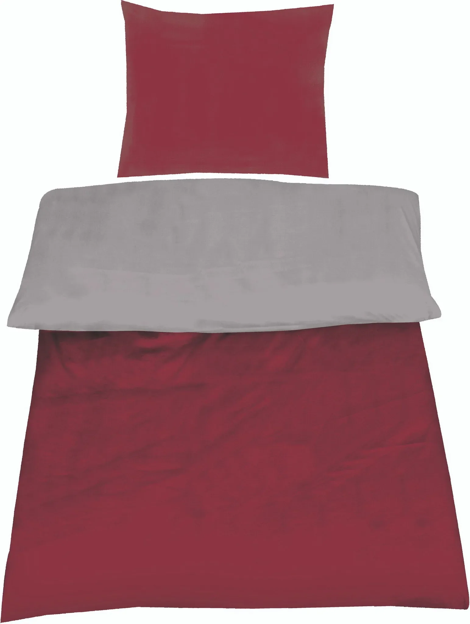 Microfaser-Kissenbezüge 40×80 cm – 2er-Set, Uni Wende Rot/Silber