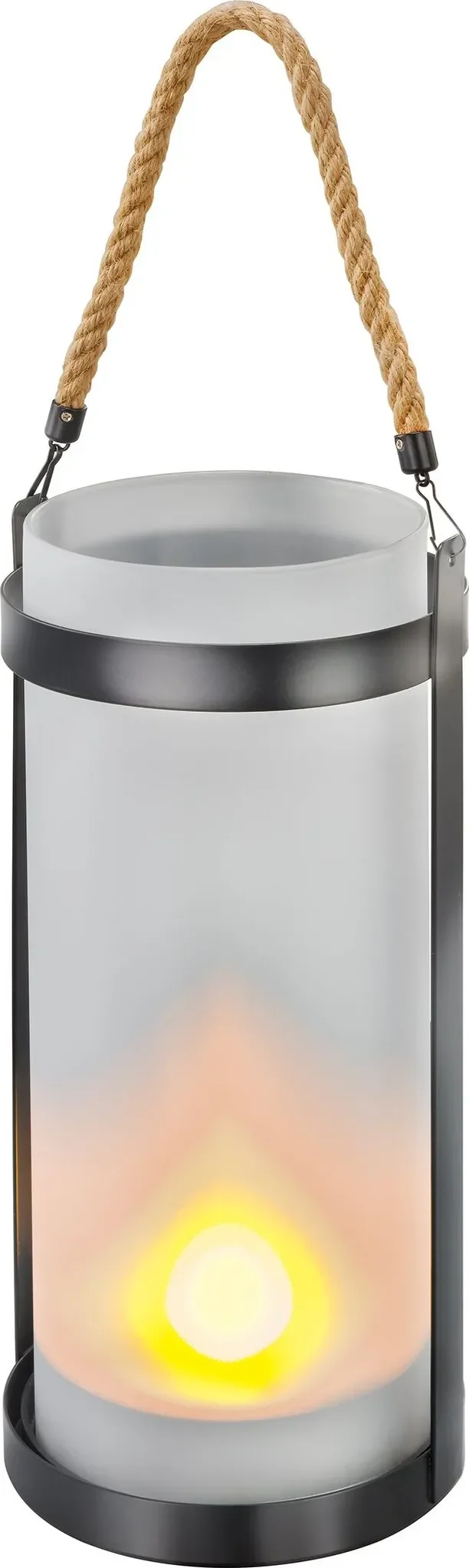 esotec Solar-Laterne „Jasmin“ – Glas & Metall, Flammeneffekt, 31 cm, IP44