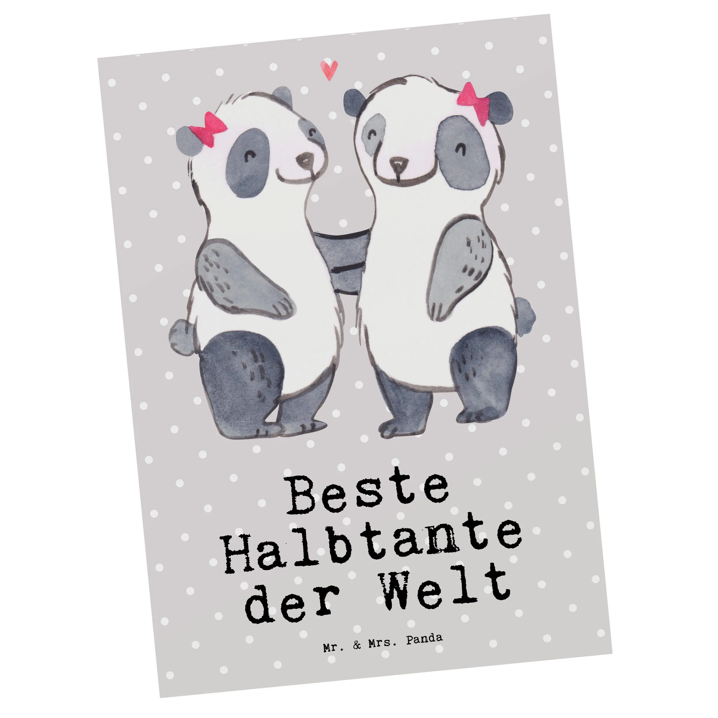 Postkarte „Panda – Beste Halbtante der Welt“ – DIN A6, Grau Pastell