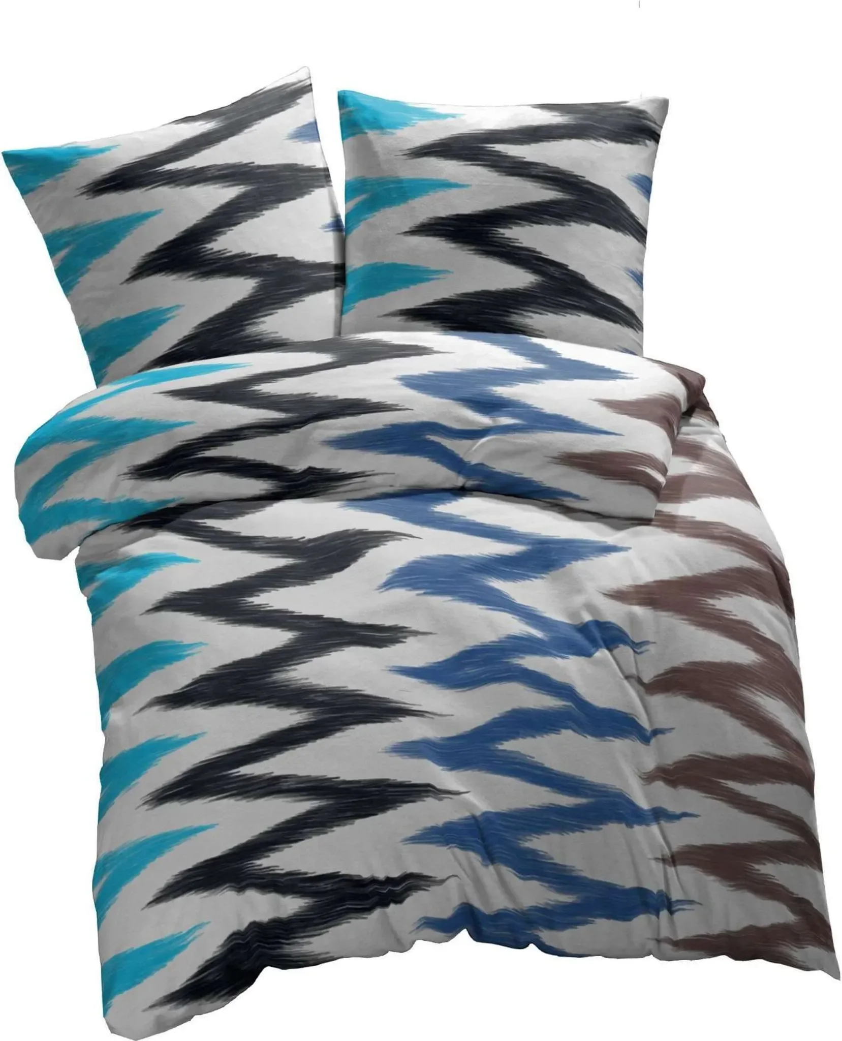 Microfaser-Kissenbezug 40×80 cm – Design „Zick Zack Blau“