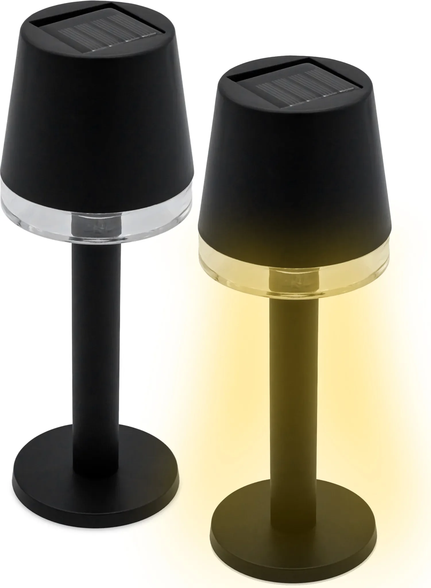 Solar Tischleuchten 2er-Set – Schwarz, warmweiß, 22 × 8,5 cm